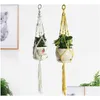 Gartendekorationen Rame-Pflanzenaufhänger – Vintage-Wandkunst-Blumentopfhalter für Innen-/Außendekoration mit Metallring und Nylonseilkorb Dhxuw