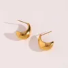 Vintage Hollow Out Gold Plated Boat Shape Stud Earring Tarnish Free rostfritt stål smycken öroner kvinnor