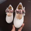 Flat Shoes Kids Girls Sandals Princess Party Dance Autumn Style med Big Flower Lace Spring Children