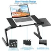 Justerbar bärbar datorbord Stand Tray Soffa Bed Notebook Foldbar Desk + Cooling Fan