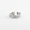 Anillos de racimo YPAY, anillo abierto trenzado apilable Vintage para mujer, joyería de dedo ajustable de Plata de Ley 925 auténtica YMR308