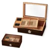 Fabryka Bezpośrednia sprzedaż Cedar Wood Cigar Humidor Box Podwójne warstwy Duża pojemność Higrometr Humidors Humidors Case