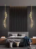 European Copper Crystal Chandeliers Lights Fixture American Luxury Bedroom Bed Side Hanging Lamp Nordic Art Deco Long Luminaria Home Indoor Lighting Decoration