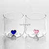 Couple Amour Coeur Tasse Eau Potable Thé Lait Café Yaourt Pudding Verre Transparent Creative Simple Café Bière Tasse En Gros L230620