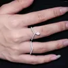 Anillos de racimo Gem's Beauty 925 Anillo de gema de luz de luna de plata esterlina que se puede usar en dos dedos Adecuado para varias ocasiones Regalo