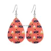 Charm Ny Halloween Pu Leather Dangle örhängen för kvinnor Pumpkin Glitter Ghost Drop Delivery Jewelry DHPCT