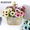 Decorative Flowers Pastoral Fresh Artificial Retro Sun Small Daisy Silk Home Desktop Decoration Ornaments Plant Bouquet