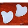 Массажные камни Rocks White Gua Sha Mas Real Natural Jade Stone Heart Shape For Scra Facial And Body Spa Skin Lifting Blood Ci Dhzaq