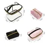 Make-up tasjes Cases Transparante PVC make-up tas Reistoilettas Vierdelige draagbare multifunctionele set Roze make-up organizer tas Schoonheidsspecialist 230627