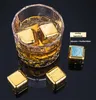 Bar Tools Stainless Steel Gold Ice Cube Set Beer Red Wine Coolers Reusable Chilling Stones Vodka Whiskey Keep Drinks Cold Bucket 230627