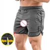 Hombre Pantalones de entrepierna abierta Sexy Agujero abierto Pantalones cortos deportivos Sin entrepierna Doble cremallera Fly Casual Gay Party Outdoor Sex Costume Breath