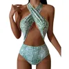 Damenbadebekleidung Sexy Cut Out One Piece Badeanzug Frauen 2023 Push Up Badeanzug Halter Beachwear Snakeskin Monokini Bodysuit