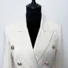 Damskie garnitury Blazers S-5XL2022 Spring i Jesienna Moda Wysokiej jakości małe garnitur B Button Lion Krótka Czarna Biała Jackidowa kurtka