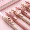 Pensje 36 szt./Partia Kawaii Rabbit Marchewka Gel Pen Śliczne 0,5 mm czarny atrament podpis Pens School Office Pispies Prezent Prezent Prezent