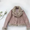 Women's Jackets DUTRIEUX Japan Style Double Pockets Woman Jacket Autumn Winter Sweet Vintage Coat Warm Faux Chammy Zip Motorcycle Clothes