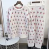 Roupa de dormir feminina estilo japonês GP inverno suéter grosso pijama morango pulôver cardigã roupa de descanso