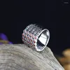 Cluster-Ringe aus S925-Sterlingsilber. Schmuck erbt klassischen thailändischen feinen Damen-Amethyst-Ring