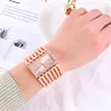 Montres-bracelets de luxe qualités femmes mode 2023 diamant Rectangle montres or alliage Bracelet Simple dames Quartz horloge cadeau