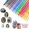 Marqueurs Stylos à pigments flash pour toile de verre de roche Stylo de peinture à double tête Fournitures d'art bricolage Marqueur de peinture acrylique Stylo aquarelle 18 couleurs