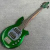 Anpassad butik, bas Green Silver Pink Six-String Electric Guitar, Maple Fingerboard, Chrome Accessories, GRATIS frakt