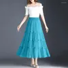 Skirts 2023 Ahe Fairy Gauze Skirt For Women's Kneehigh Apleated Is A Long Drooping Feeling In Spring And Autumn
