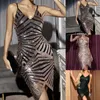 Basic Casual Jurken Vintage Glitter Pailletten Ruches Bodycon Jurk Sexy V-hals Avondfeest Club Mini Dames Wrap Hip Vestidos 230627