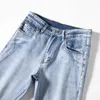 Heren Jeans designer Luojia 2023 Lente/Zomer Dunne Stijl Licht Luxe Reliëf Casual Veelzijdig Blauw Slim Fit Small Straight Male WAMZ