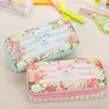 Cases Korean Waterproof Large Capacity Romantic Floral Garden Double Layers Pencil Case Pen Holder Pouch Stationery School Supplies