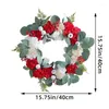 Decorative Flowers Spring Door Wreath Handmade Red And White Hydrangea Leaf Decorations Greenery For Indoor Outdoor Holiday Party