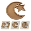 Plates Eid Wooden Tray Fruit Storage Serve Plate Home Wedding Table Decorations Serving Moon Shaped