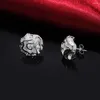 Stud Earrings Factory Direct 925 Color Silver Rose Flower Earring For Woman High Quality Fashion Fine Party Jewelry Holiday Gifts