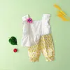 Completi di abbigliamento Vestiti dei cartoni animati Completi per bebè per bambina Set Top manica e pantaloni stampati Abito estivo casual alla moda Ropa