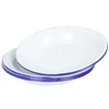 Dinnerware Sets 4 Pcs Enamel Plate Camping Steaming Plates Ramen Bowl Steamed El Kitchen Dishes Retro