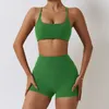 Duas peças vestido atacado personalizado bunda levantamento treino nylon atlético combinando sexy ginásio fitness verão yoga biker mulheres shorts conjuntos 230627