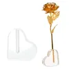 Vaser 1pc hjärtformad akryl kärlek ros bas blommor arrangemang kreativt vardagsrum hem dekor säte valentin dag gåva