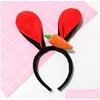 Party Hats Fluffy Bunny Ear Headband - Cosplay Stage Props For Adts Carrot-Inspired Costume Accessory With Hair Tie Drop Delivery Ho Dhp4X