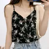 Women's Blouses 25#Women V-neck Casual Sleeveless Printed Camis Vest Loose Tanks Tops Crop Top Women 2023 Girls Broken Flower Femme