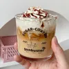 Mugs Cute Glass Cup Cold ct Coffee Dessert Korean INS Style Simple Cartoon Letter Printing Daily Work Life Drinking 230627