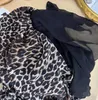 Robes décontractées en soie femmes imprimé léopard robe sexy col en V profond sans manches noir double couche coupe diagonale longue