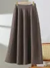 Skirts Spring And Autumn Pure Wool Pleated Long Skirt Women's Knit Base Fashion Pack Hip A-Line Cashmere Korean