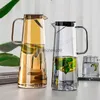 1.8L Glass Water Pitcher with Handle Heat Resisttant Cold Hot Kettle Large-capacity Tea Pot Water Bottle Juice Jug Gray Amber L230620