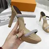 Summer New Designer Women Waterproof Platform High Heel Shoe Summer Sandal Water Diamond Sexy Sandal with box size 35-42