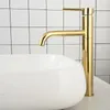 Bathroom Sink Faucets Chrome/Gold Plated Brass Basin Faucet Mixer Tap Single Handle Deck Mounted Rotatable Tapware & Cold