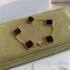 Four Leaf Clover Charm Bracelets Bangle Chain 18K Gold Agate Shell Mother-of-Pearl For Women&Girl Wedding designer Jewelry 2023 New fashion