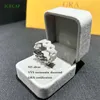 925 Silver Men Ring Hip Hop Platinum Moissanite Cuban