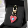 Colorful Enameled Heart Shape Evil Eye Key Rings Bag Handbag Decorate Jewelry