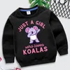 Magliette Just A Girl Who Loves Koala Felpa con cappuccio Ragazze Cartoon Animal Y2k Sudadera Felpe casual rosa Moda manica lunga Abbigliamento per bambini 230627