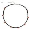 Pendant Necklaces X7YA Bohemia Chokers Women Arcylic Beads Jewelry Necklace Cherry Decoration Collar Rice Beaded Chunky