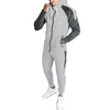 Mens Tracksuits Sports Suit Autumn and Winter Color Matching Sweater Hooded Jacket Plus Velvet Leisure Sports Two Piece 230627