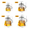 Water Bottles Heat Resistant Glass Teapot With Stainless Steel Infuser Heated Container Tea Pot Good Clear Kettle Square Filter Baskets 230627